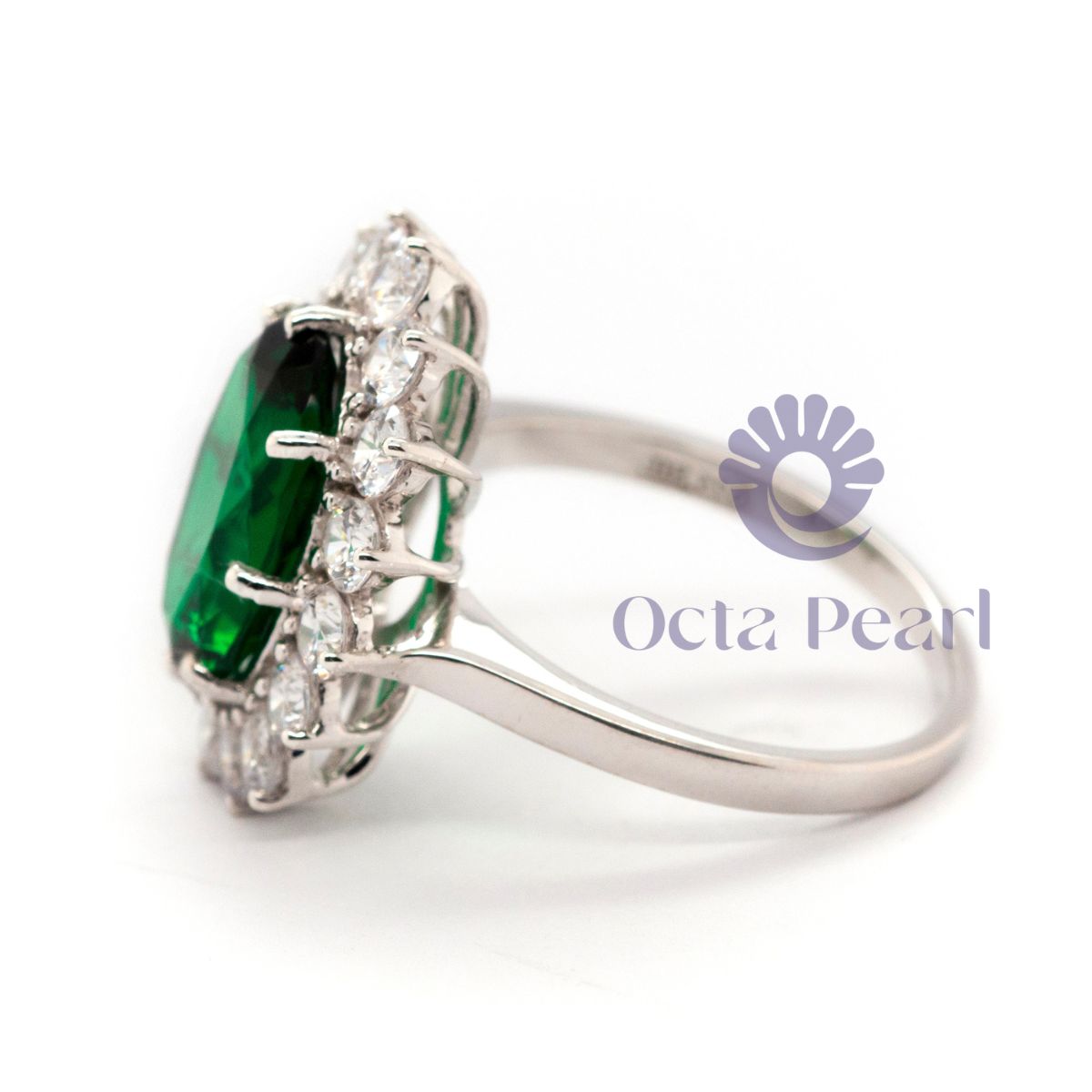 Green Oval CZ Stone Ring