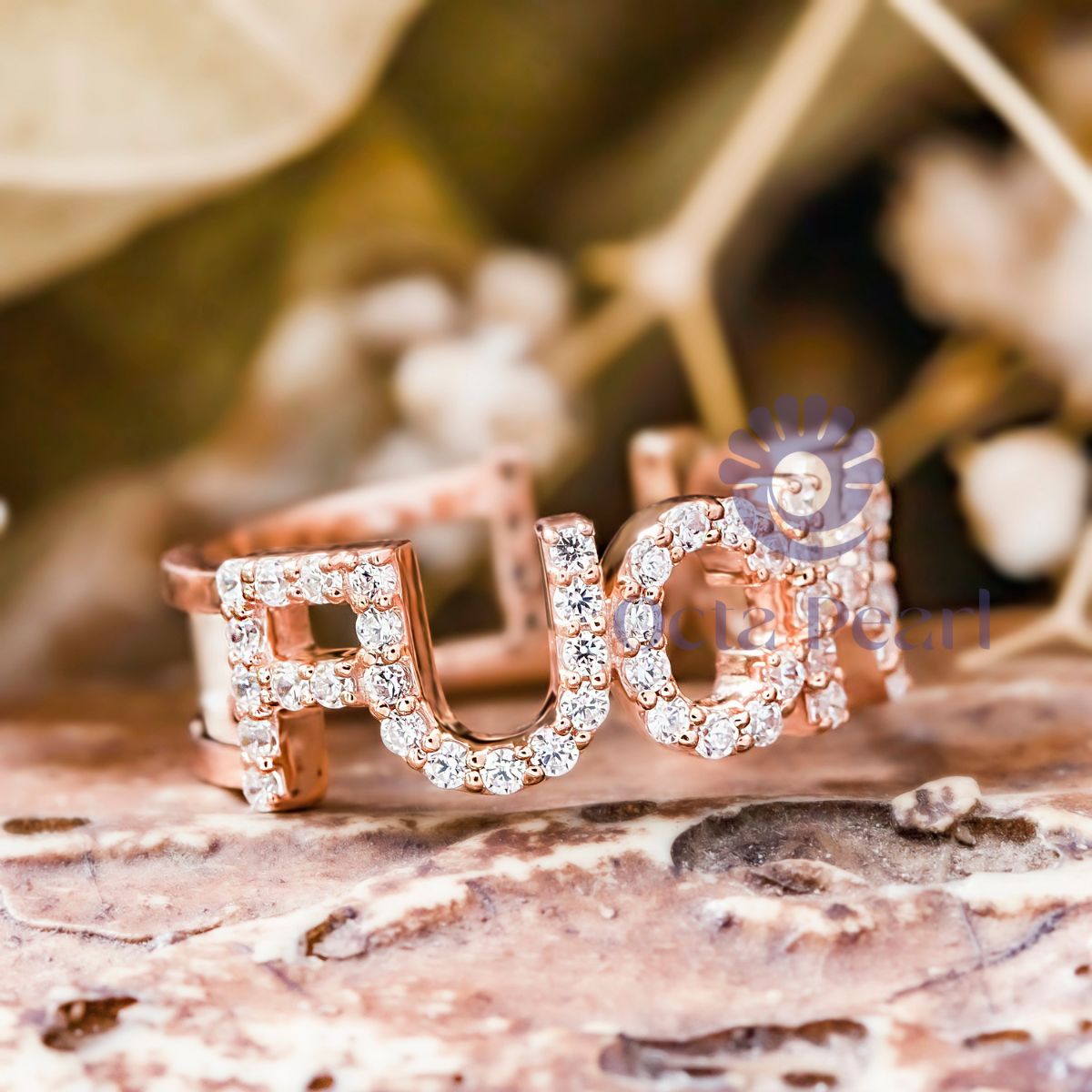 Round Moissanite Double Band "FUCK YOU" Ring
