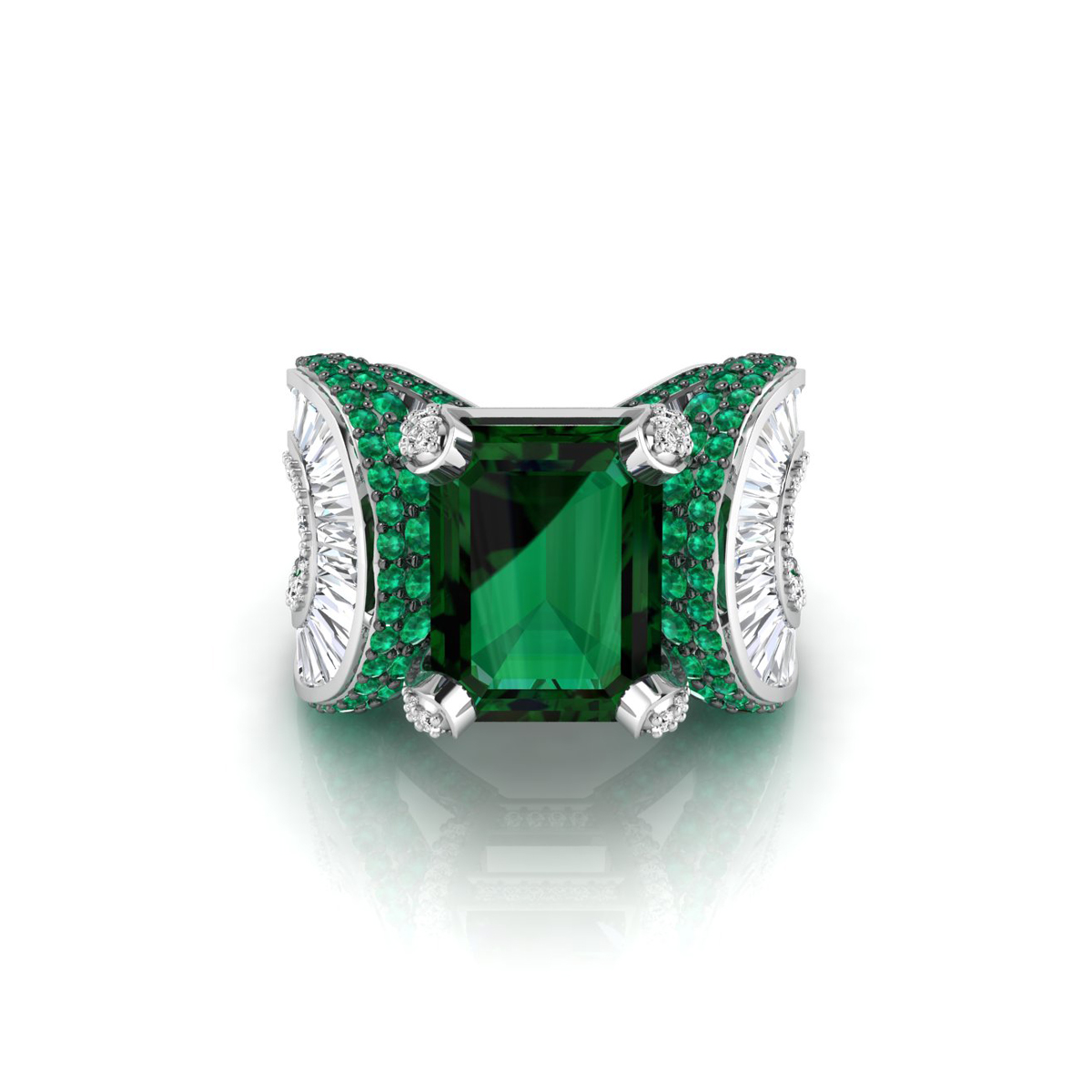 Emerald Cut CZ Stone Channel Setting Cocktail Ring