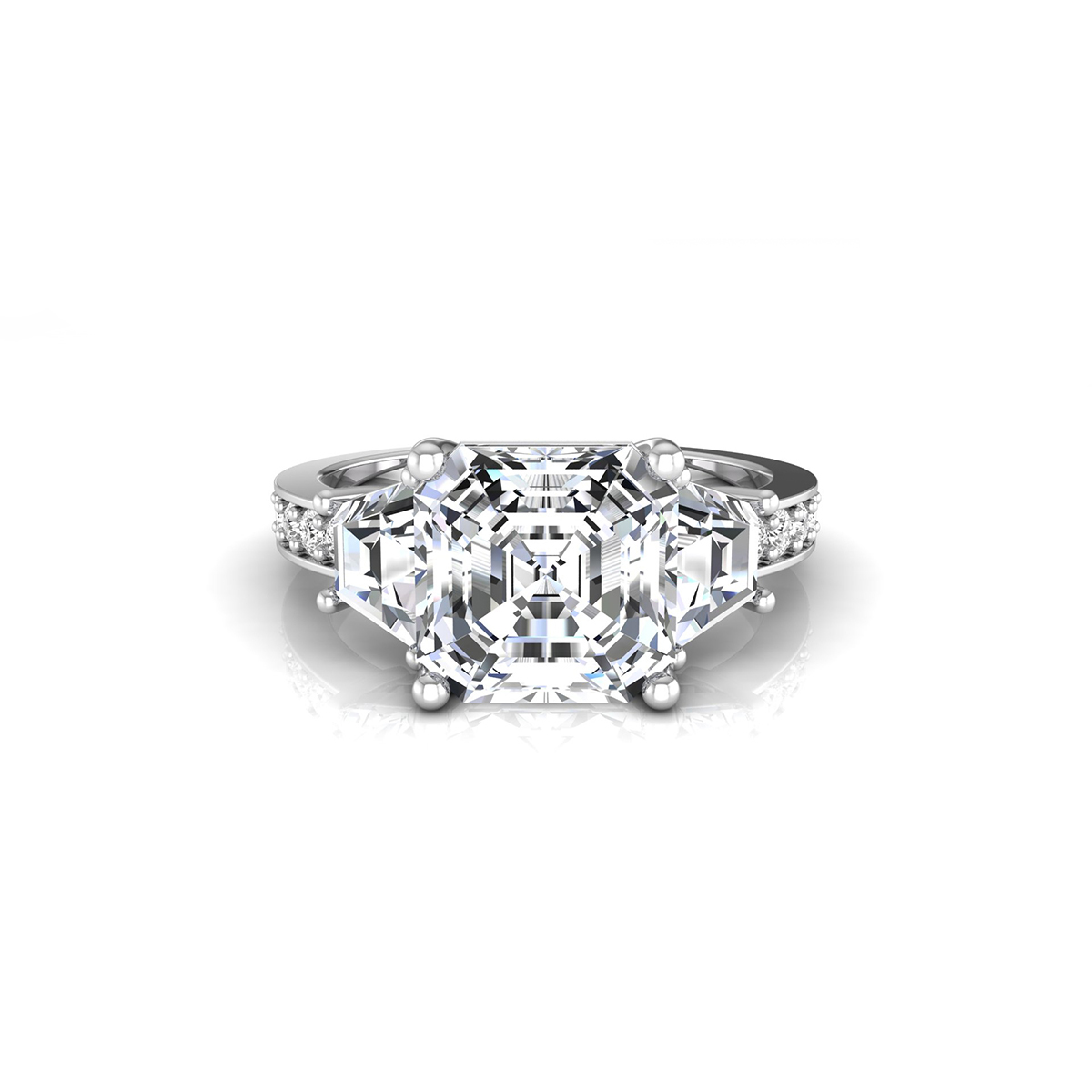 Baguette CZ Three Stone With Accent