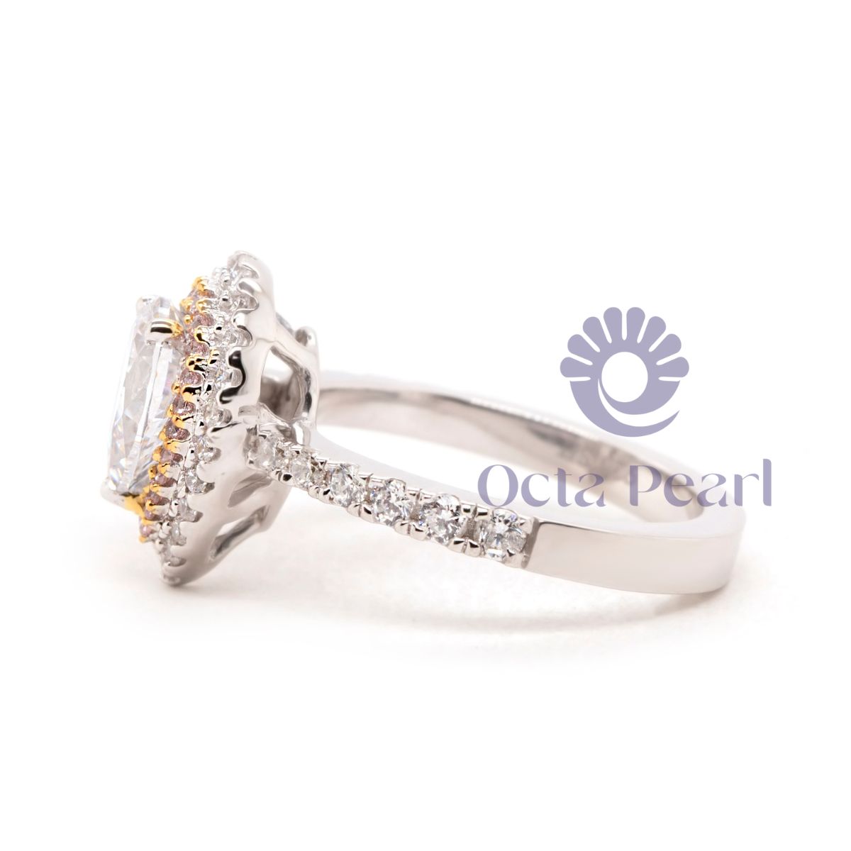 Pear Cut CZ Stone Double Halo Ring For Wedding Gift