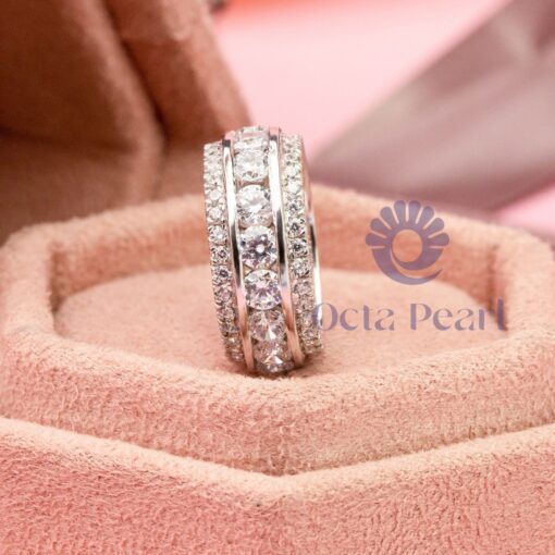 Channel Setting Round Moissanite Eternity Band