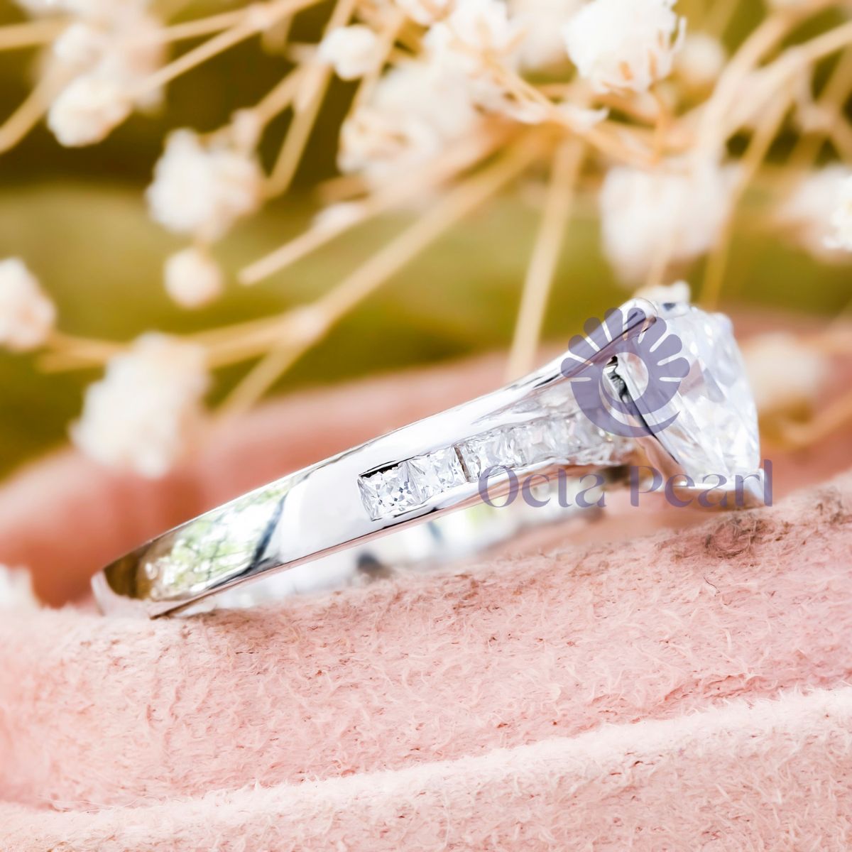 Trillion CZ Stone Channel Setting Bypass Shank Ring