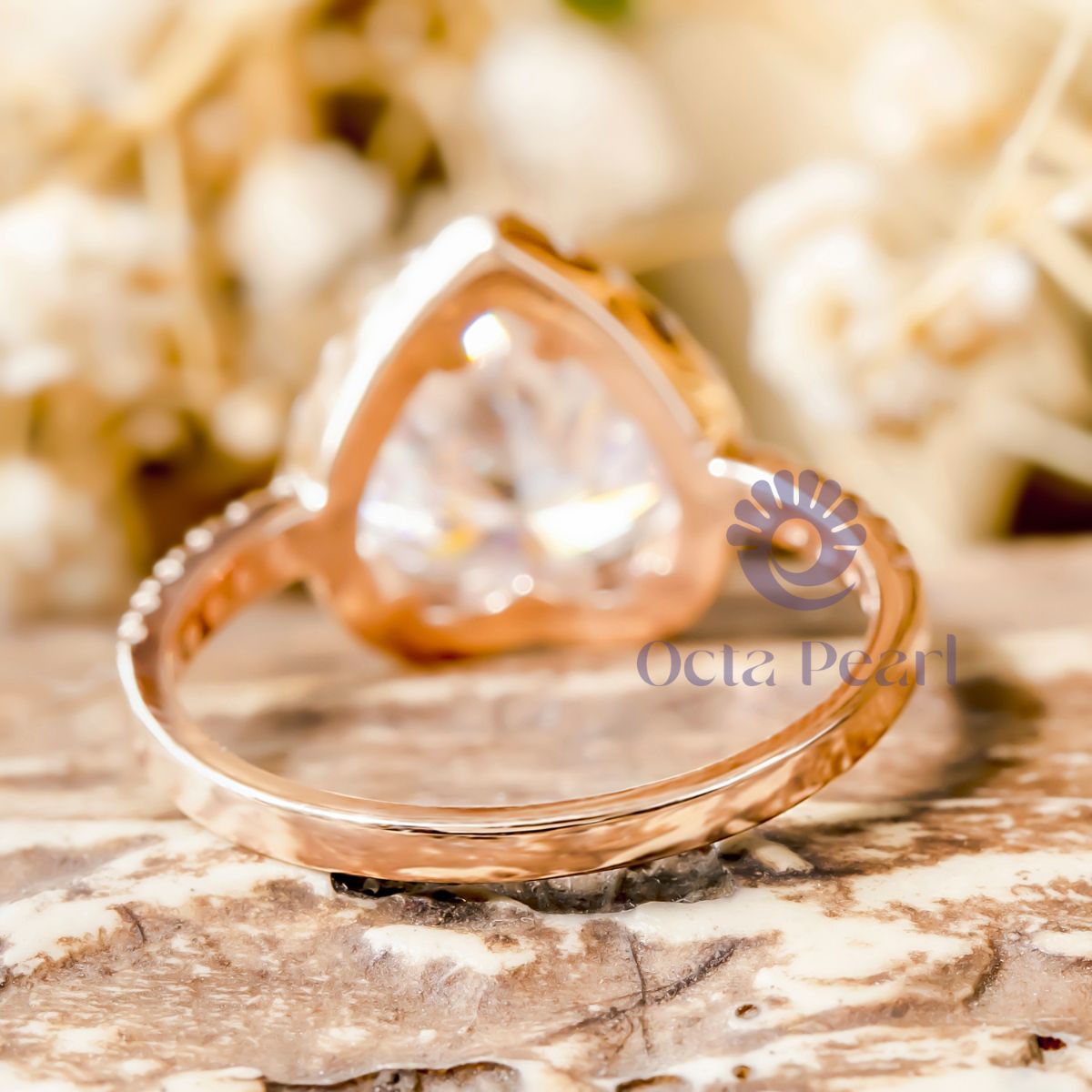 Heart Shape CZ Stone Halo Engagement Ring
