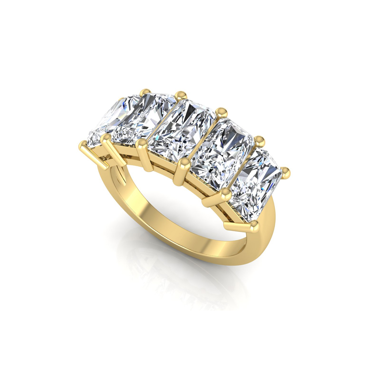 Radiant Cut CZ Five Stone Wedding Promise Ring