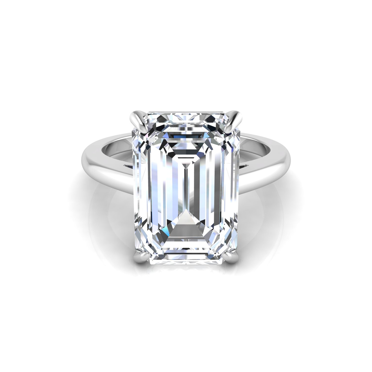 Emerald Cut Moissanite Solitaire Engagement Ring