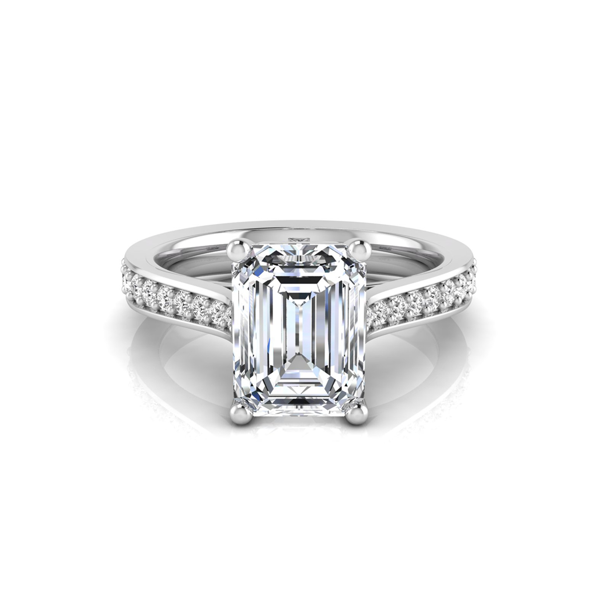 Emerald Cut Moissanite Solitaire With Accent Ring