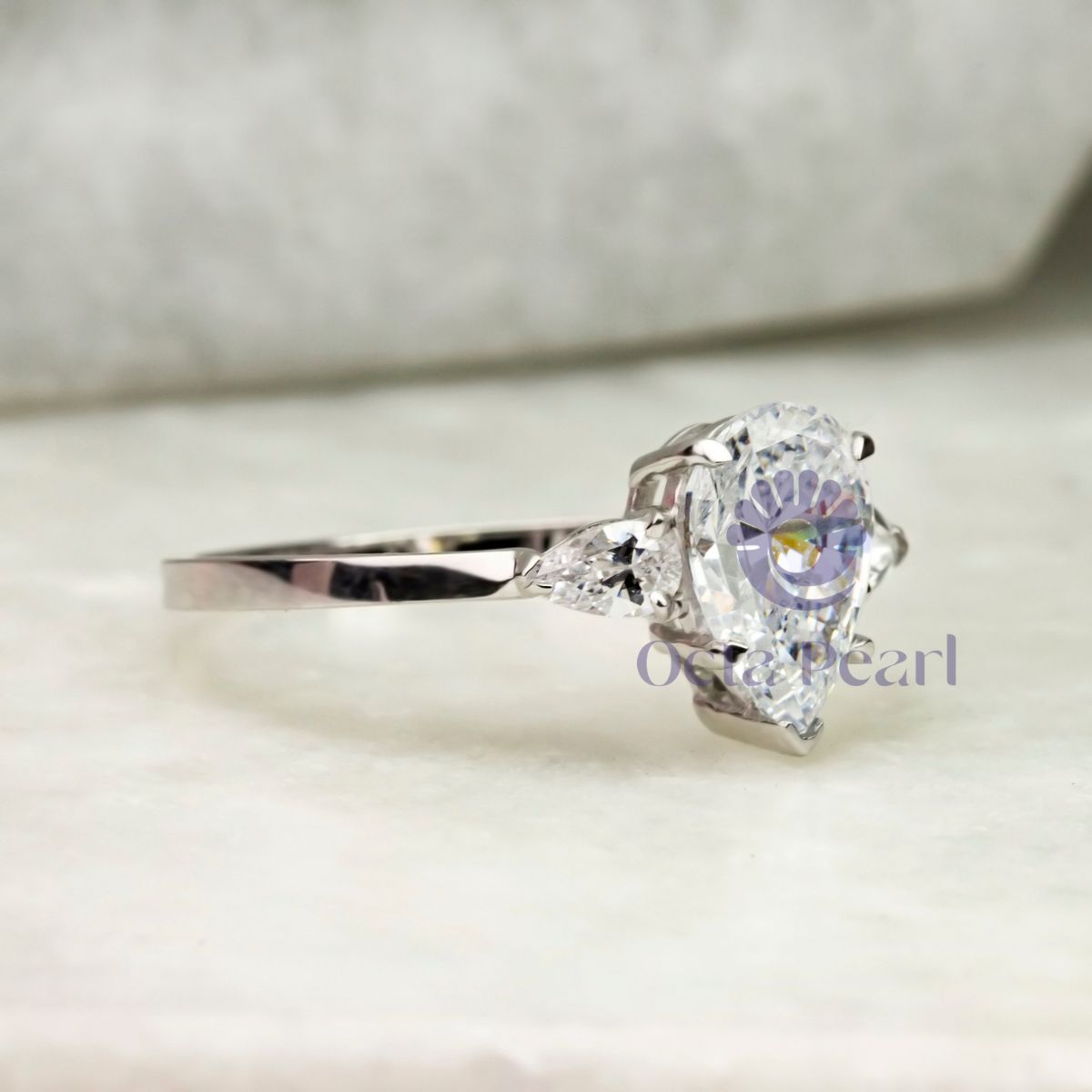 Pear Stone Past Present Future Ring For Engagement