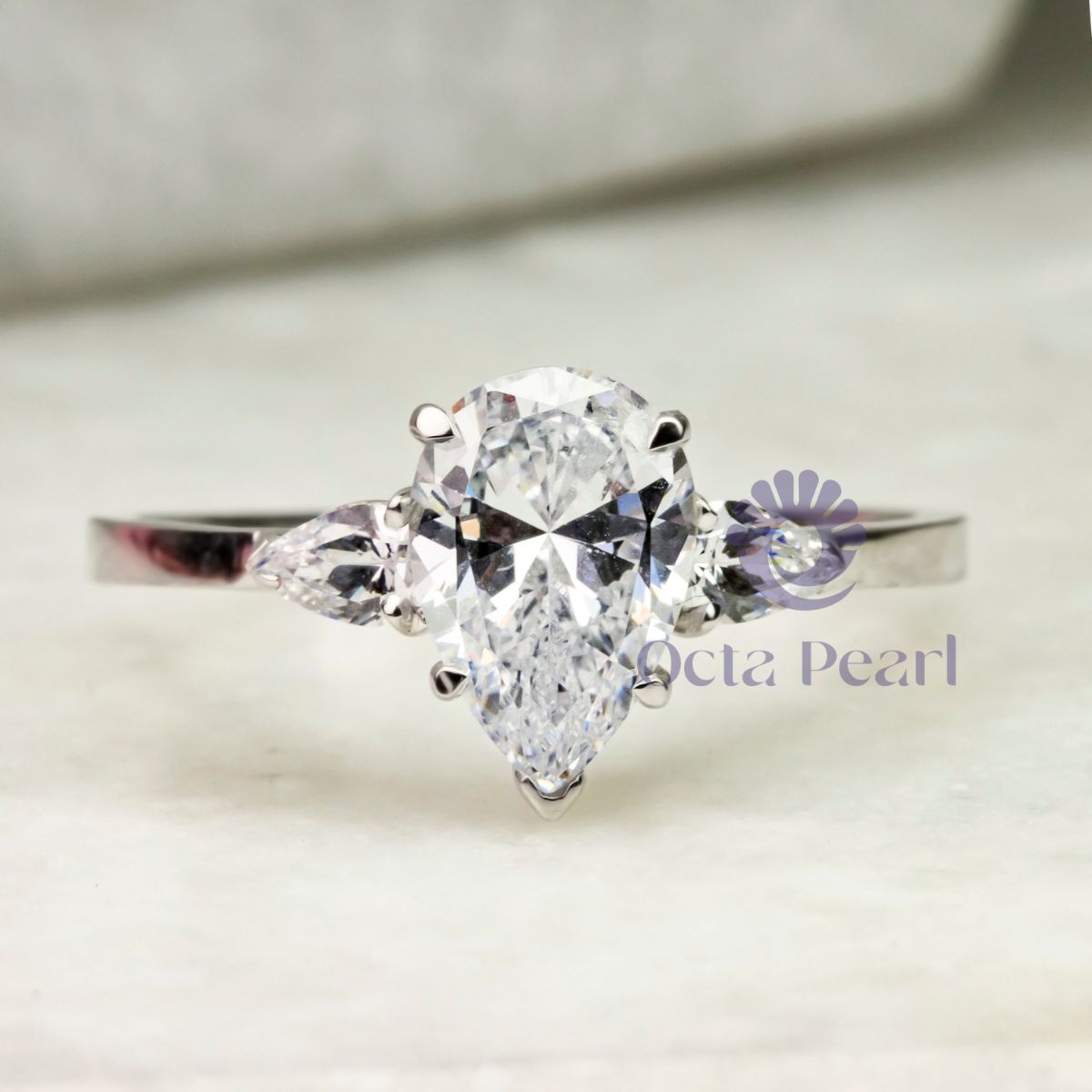 Pear Stone Past Present Future Ring For Engagement