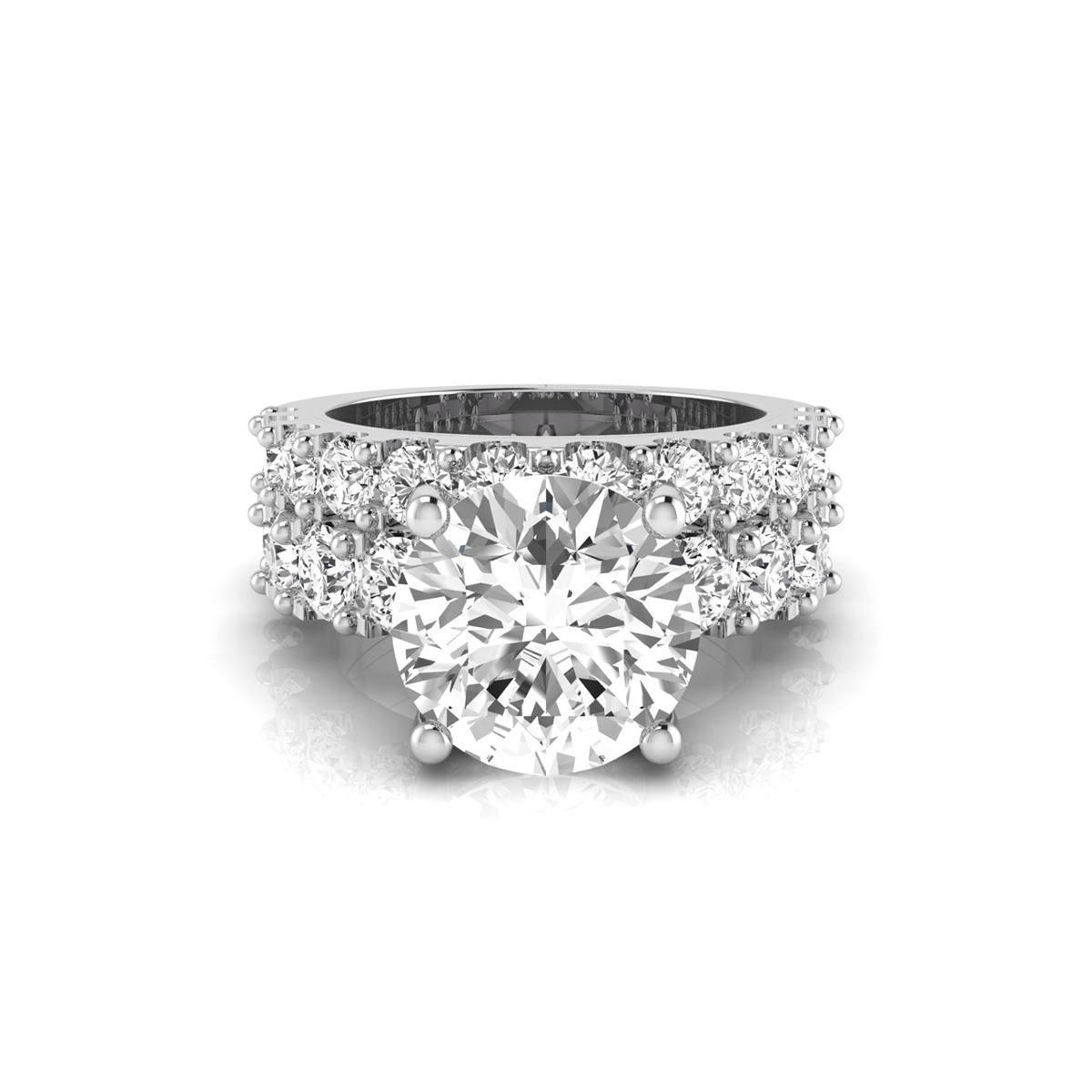 Round Moissanite Double Band Engagement Ring