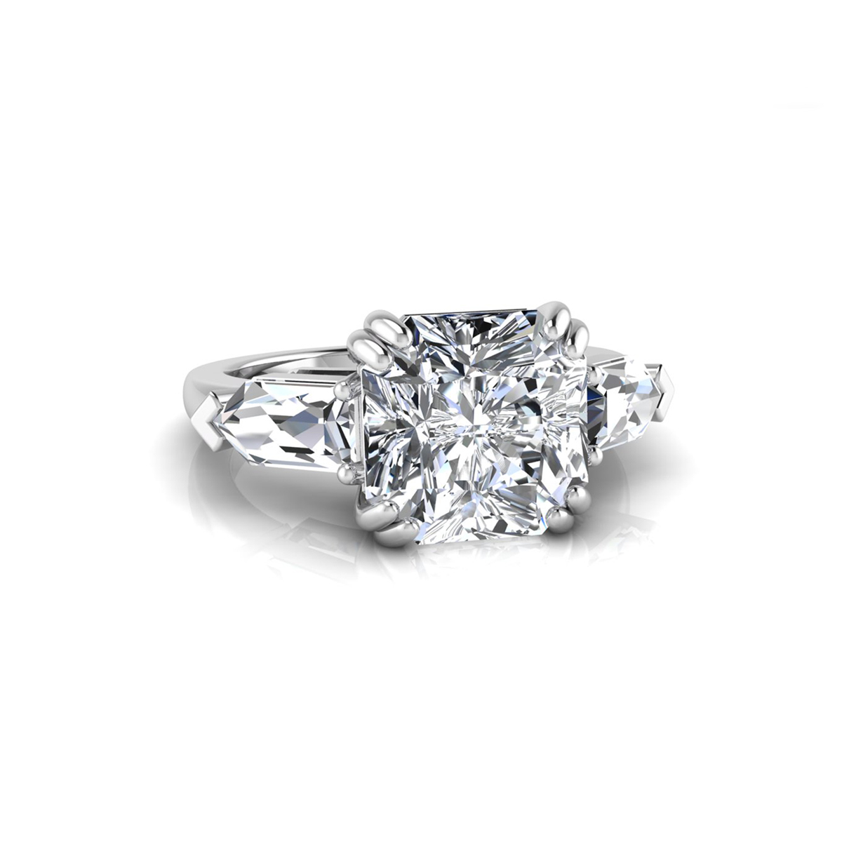 Asscher & Fancy Cut CZ Three Stone Ring For Gift