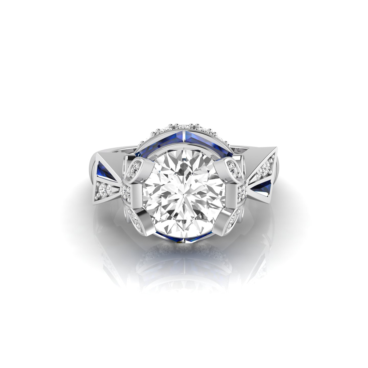 Round CZ Stone Butterfly Inspire Engagement Ring