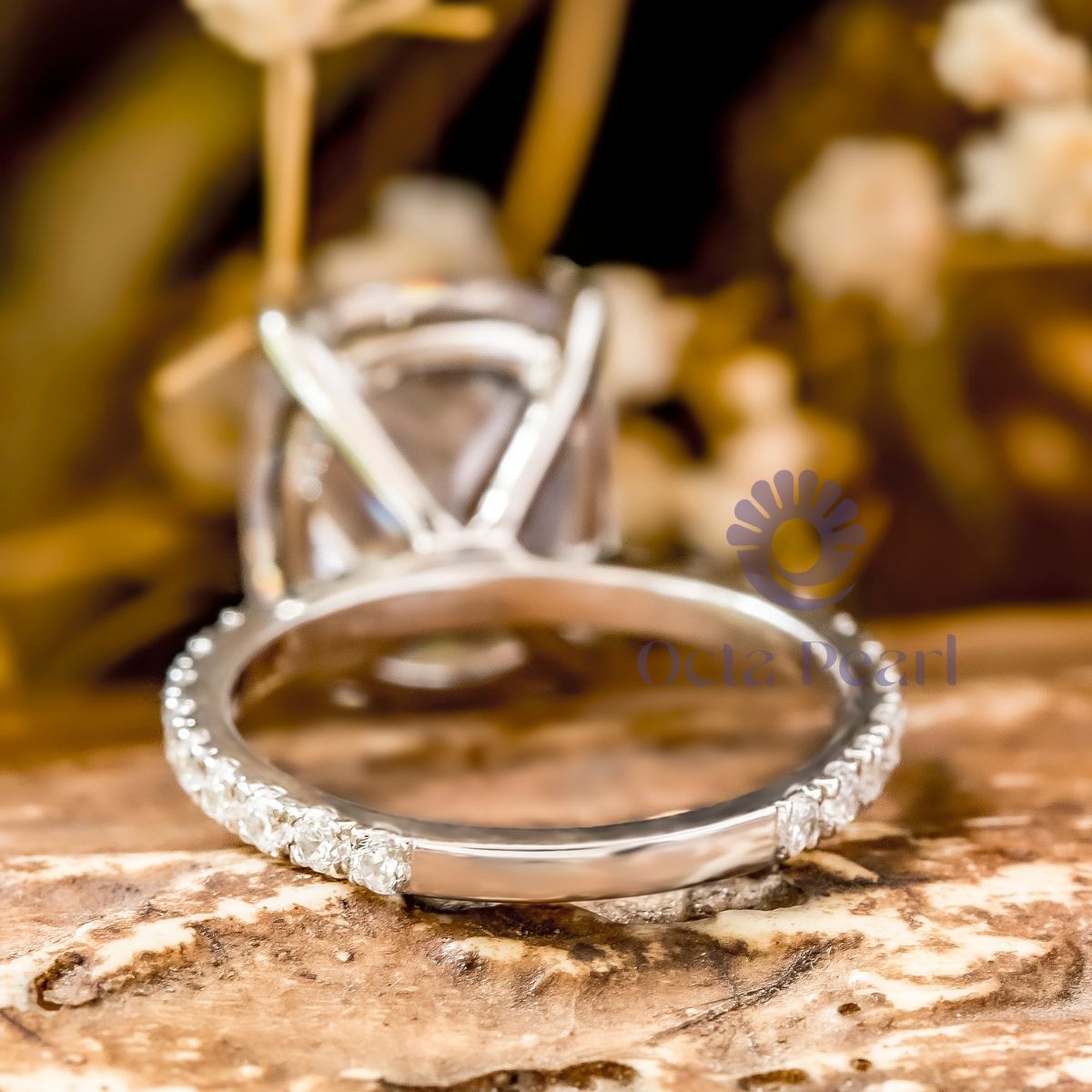 Cushion & Round Moissanite Wedding Promise Ring