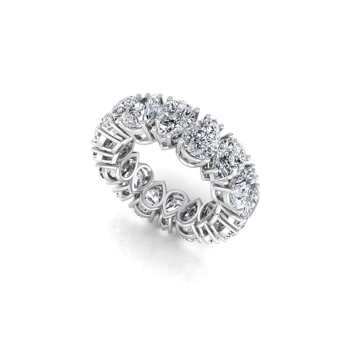 Up Down Pear Moissanite Eternity Band For Wedding