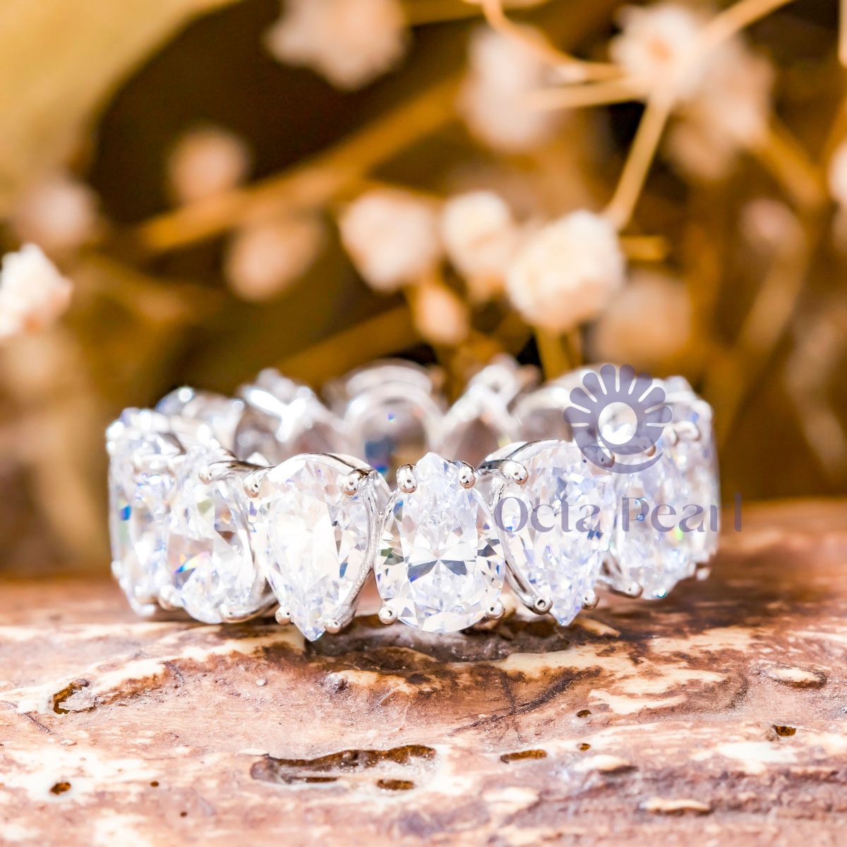 Up Down Pear Moissanite Eternity Band For Wedding