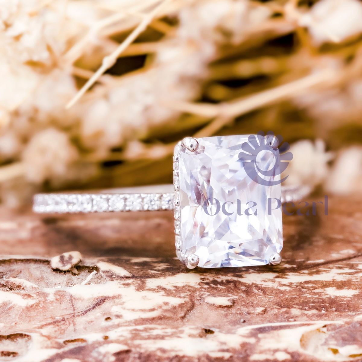 Radiant Cut Moissanite Hidden Halo Proposal Ring