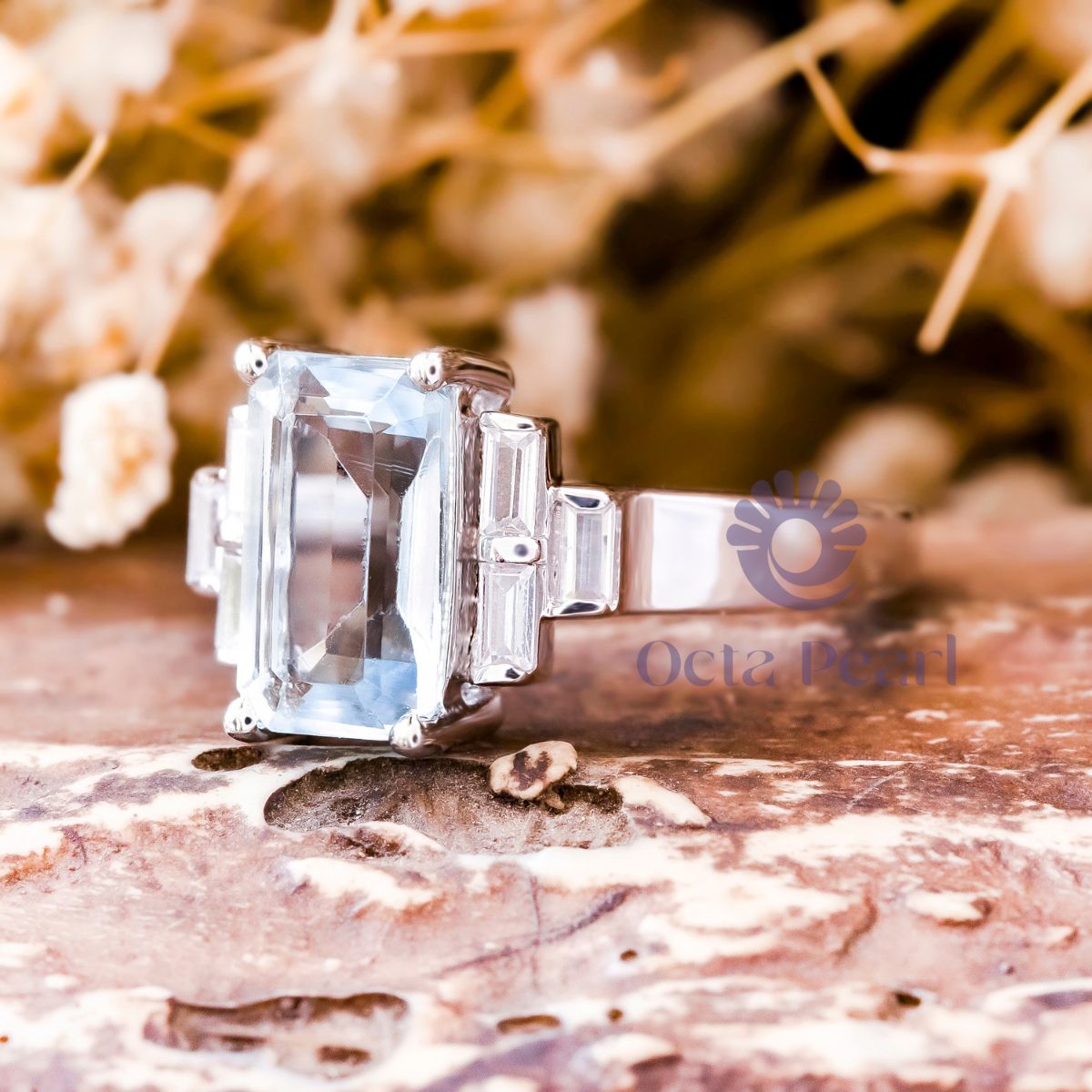 Baguette CZ Seven Stone Wedding Ring For Women