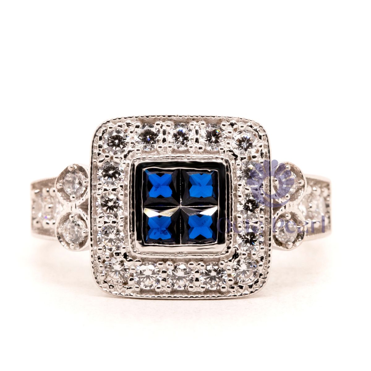 Princess CZ Stone Quad Frame Engagement Ring