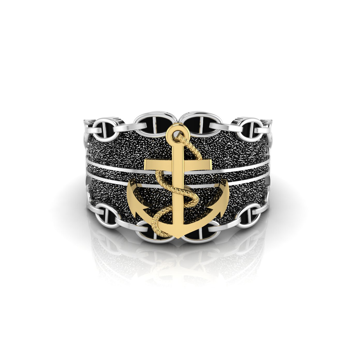 Nautical Rope Mariner Ship Men's Anchor Ring 925 Silver