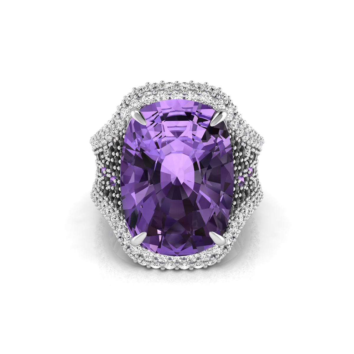 Purple Cushion CZ Stone Cocktail Party Wear Ring