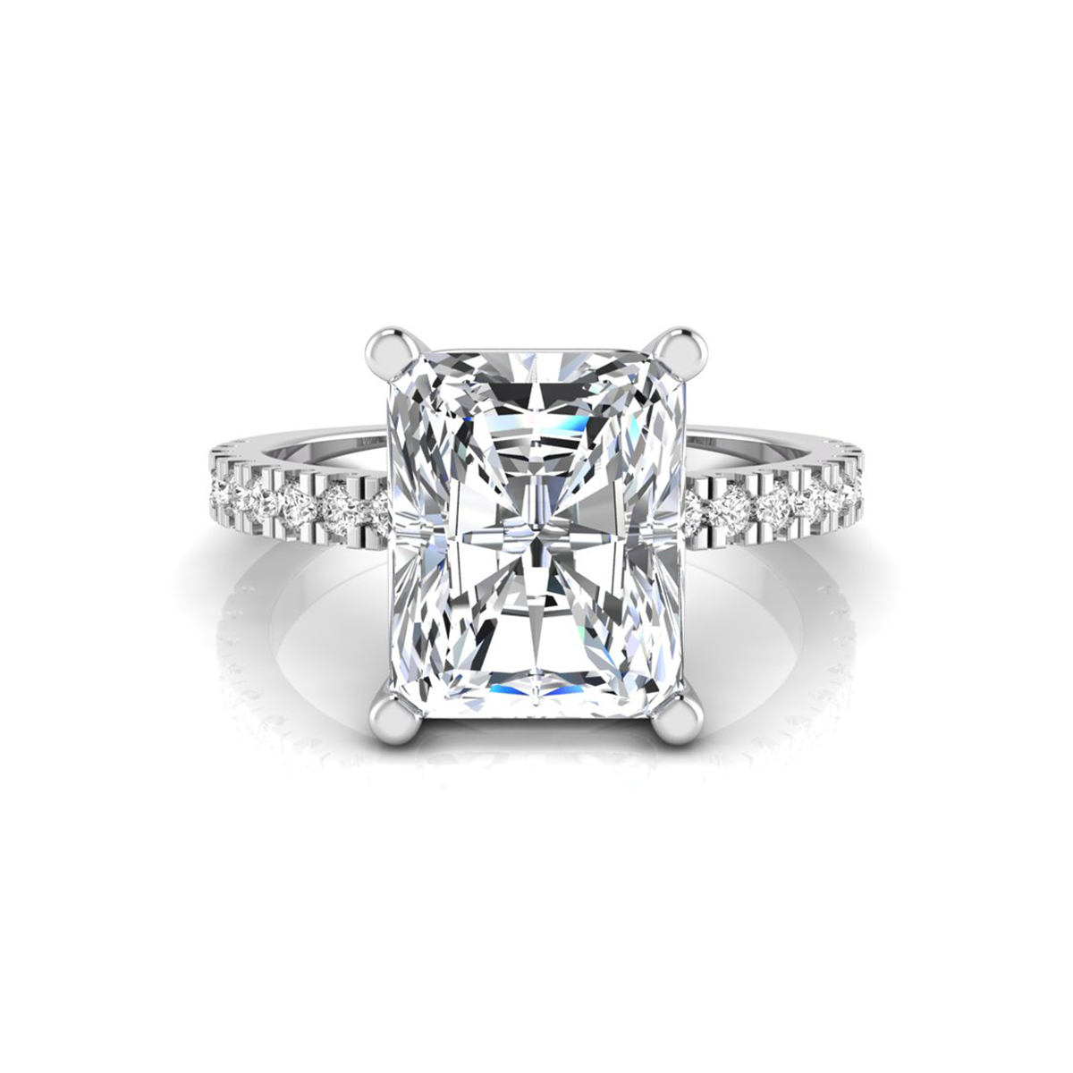 Solitaire With Accent Ring Radiant Cut Moissanite