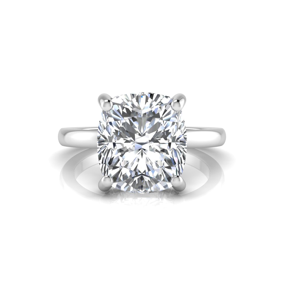 Cushion Moissanite Hidden Halo Solitaire Classic Ring