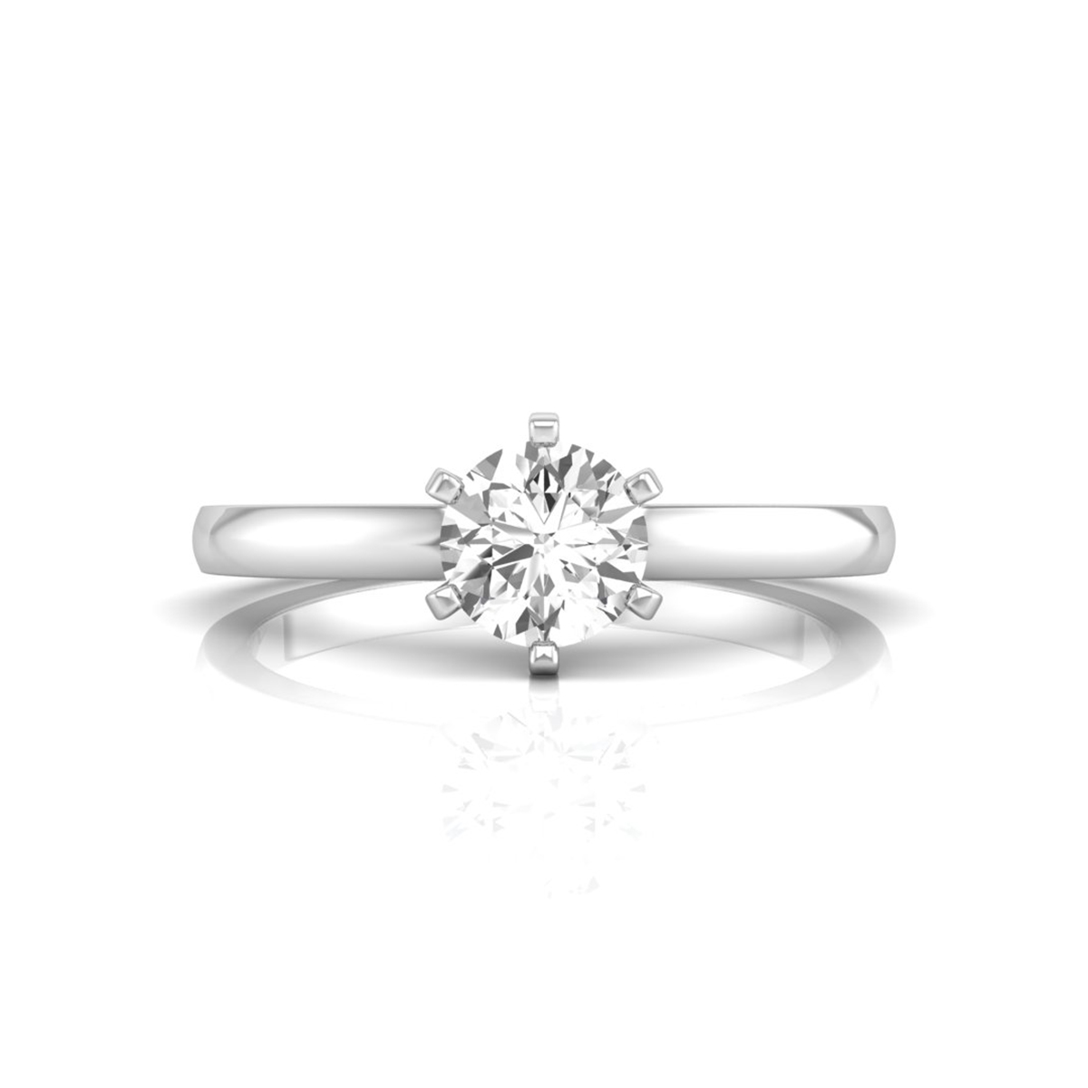 6 Prong Classic Round Moissanite Solitaire Ring