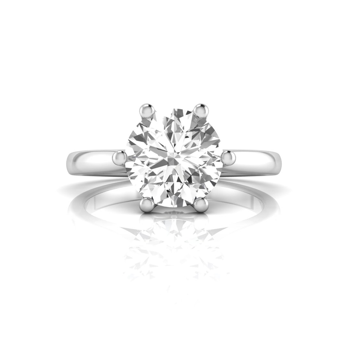 Round Cut Moissanite Cathedral Shank Solitaire Ring