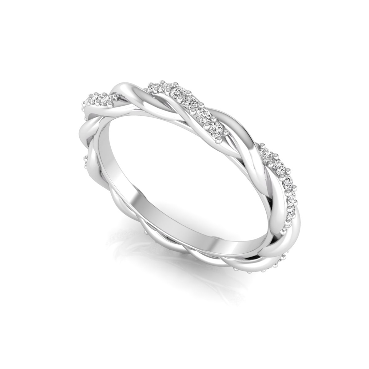 Round Moissanite Twisted Rope Full Eternity Band