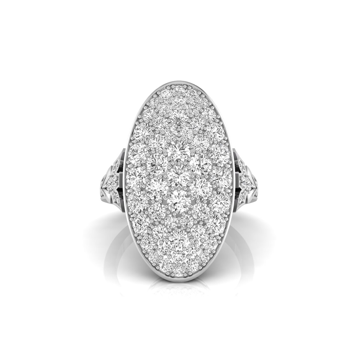 Round Moissanite Oval Shape Cluster Cocktail Ring