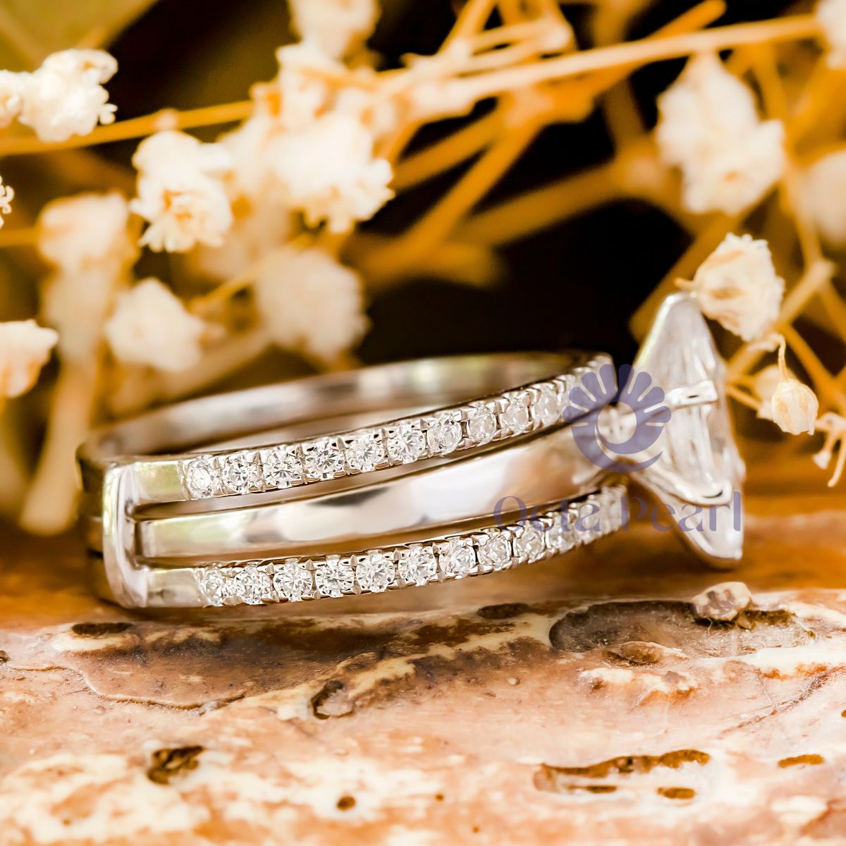 Marquise Moissanite Enhancer Guard Ring Set For Wedding