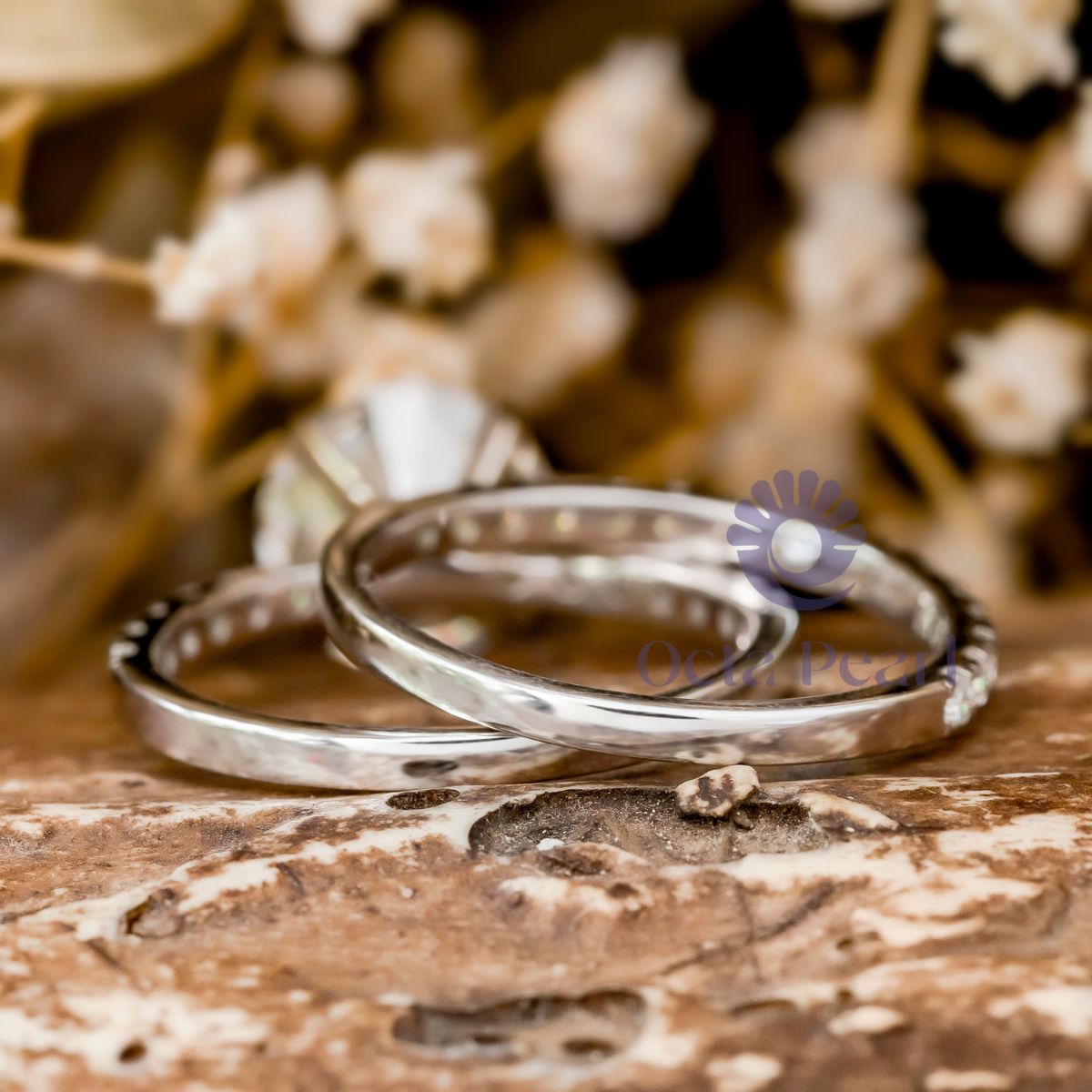 Wedding Bridal Ring Set With Round Moissanite