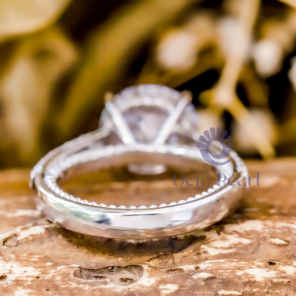 Round Moissanite Hidden Halo Ring For Women
