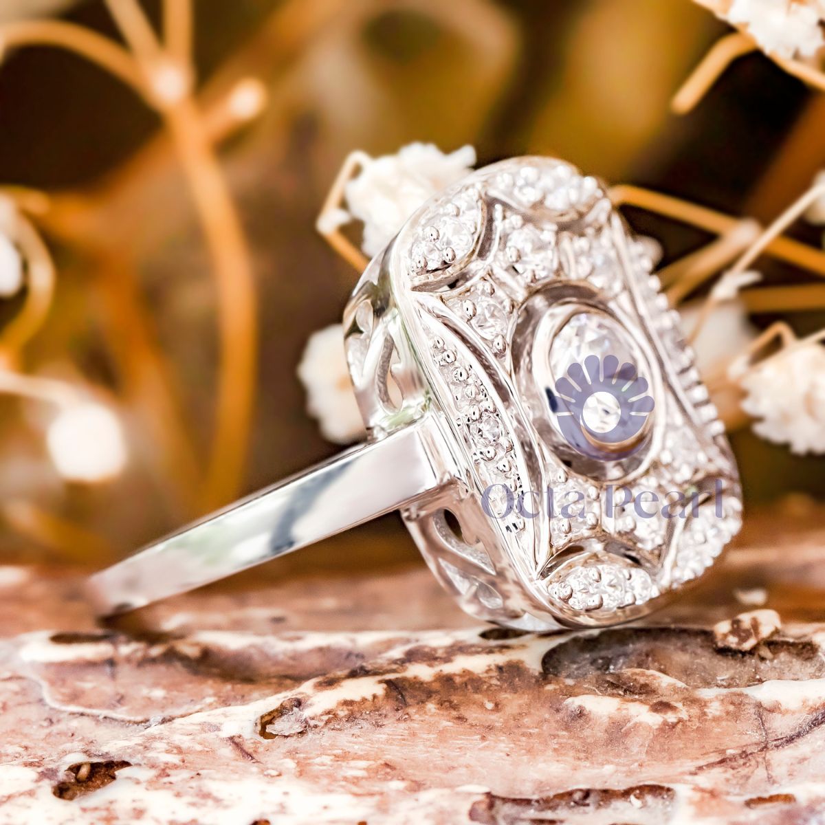 Round Moissanite Bezel Set Wedding Engagement Ring