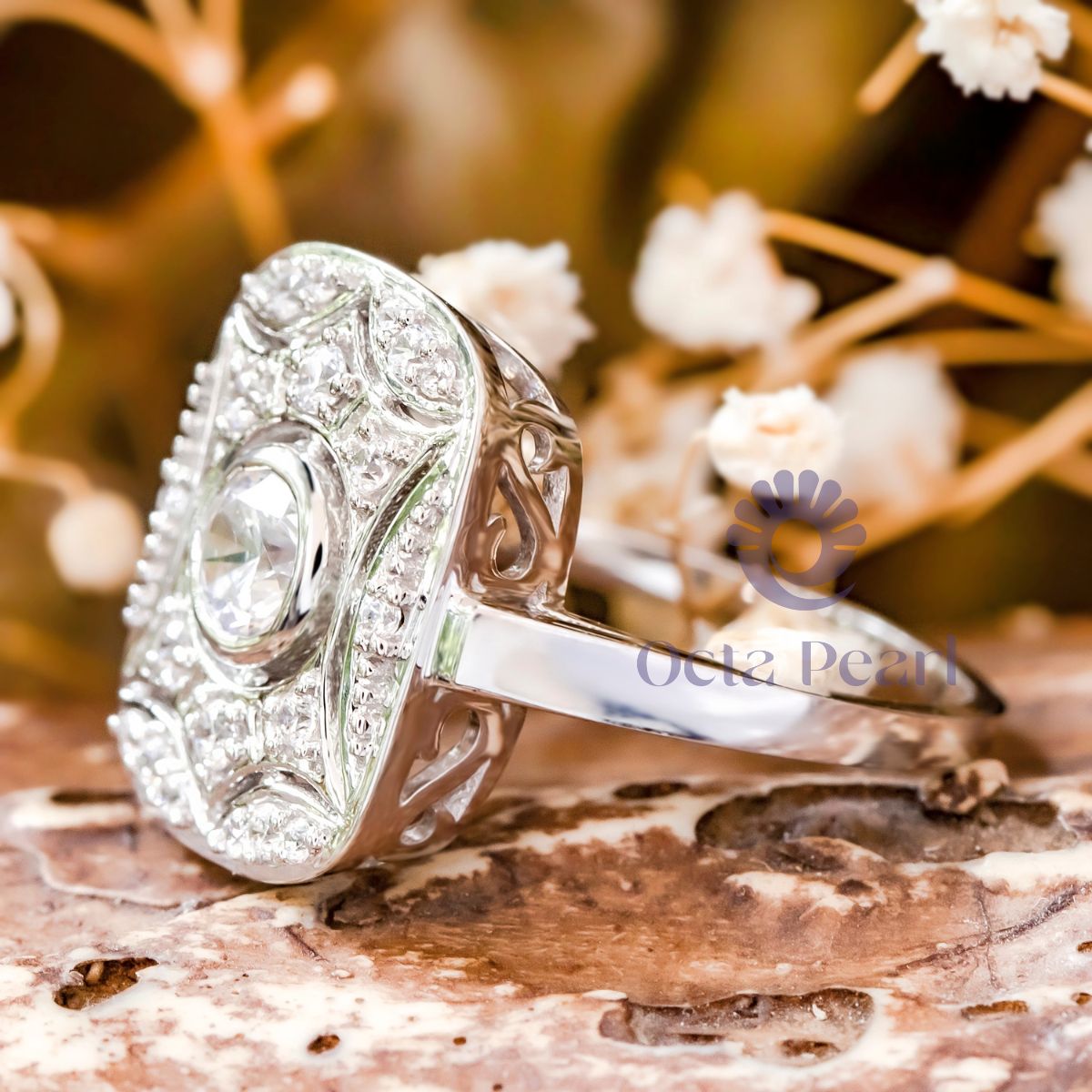 Round Moissanite Bezel Set Wedding Engagement Ring