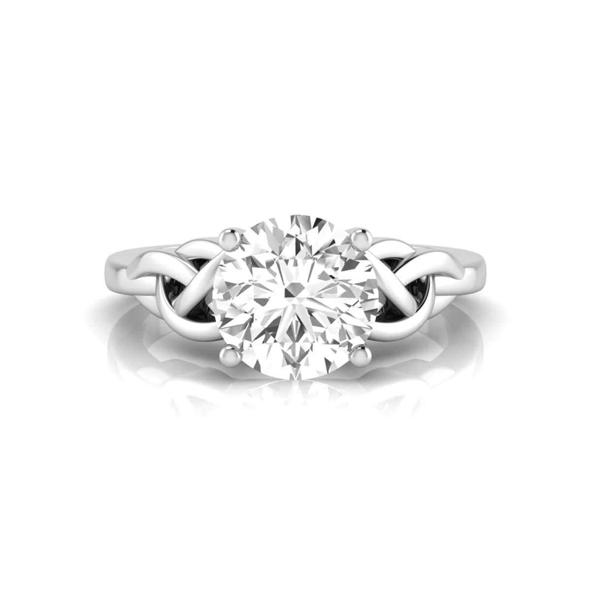 Round Moissanite Trinity Celtic Knot Solitaire Ring