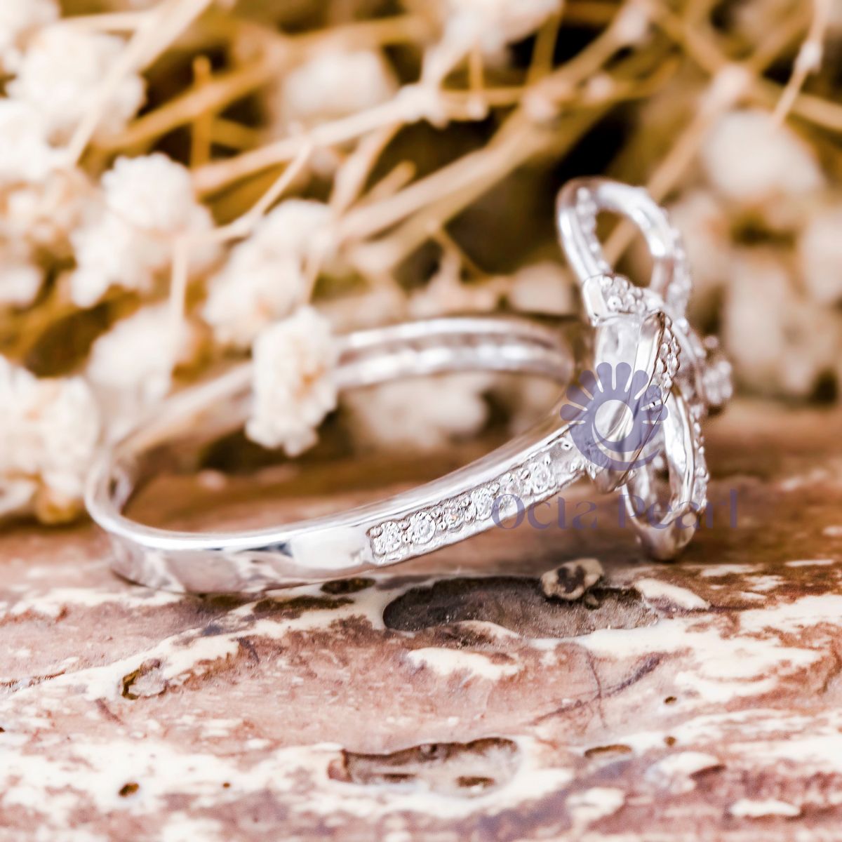 Round Moissanite Bow Knot Ring For Women