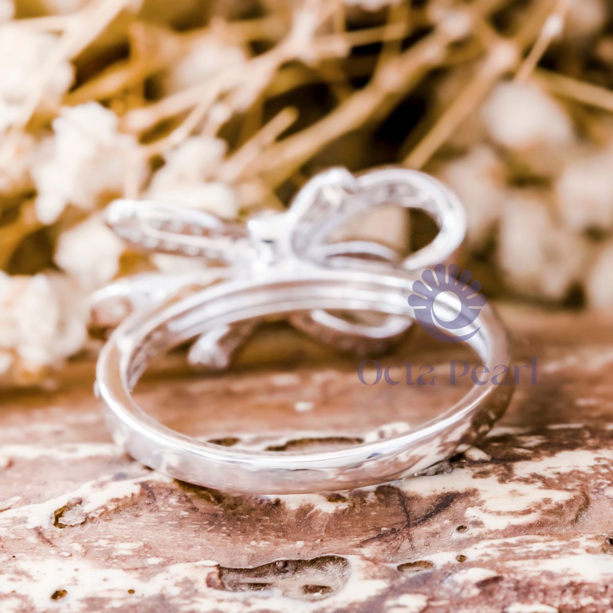 Round Moissanite Bow Knot Ring For Women