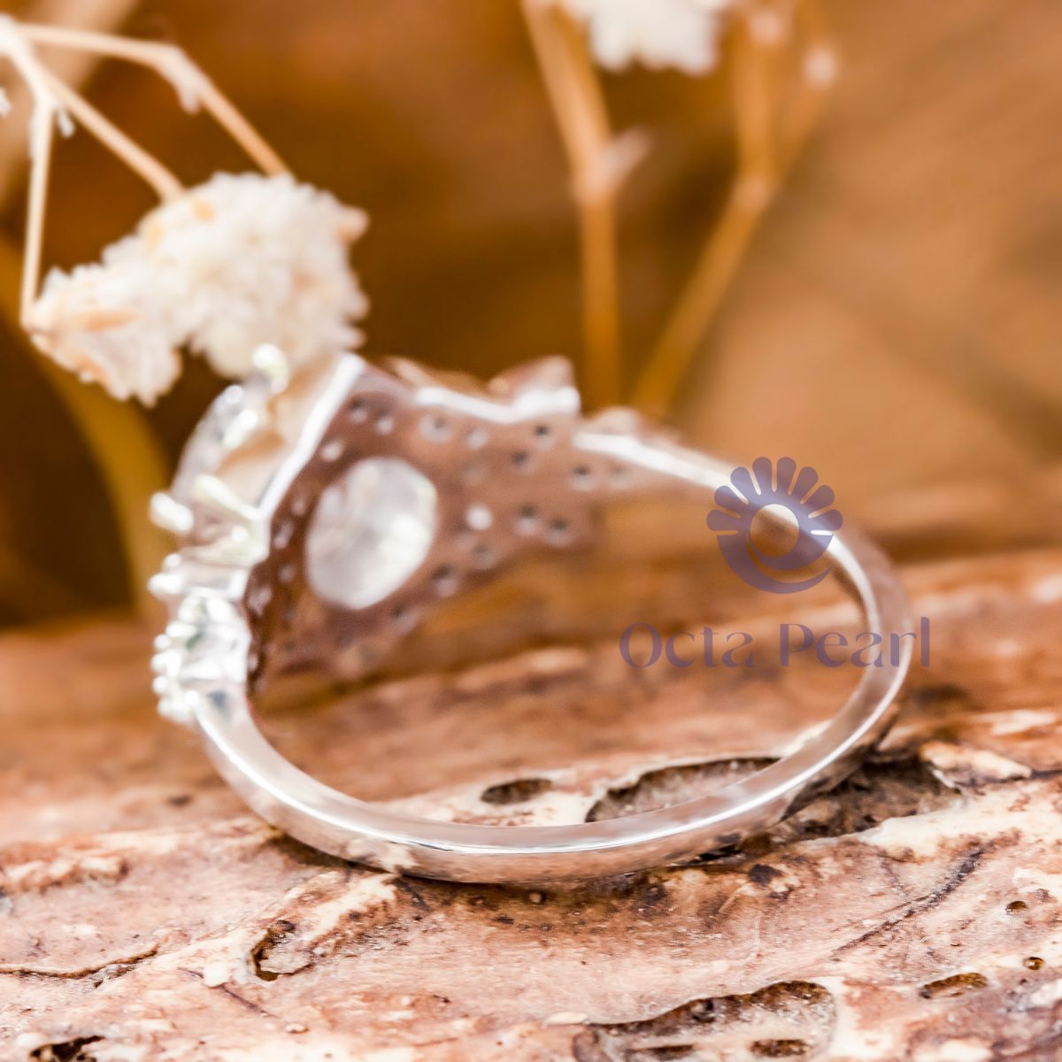 Round Moissanite Floral & Leaf Inspired Ring