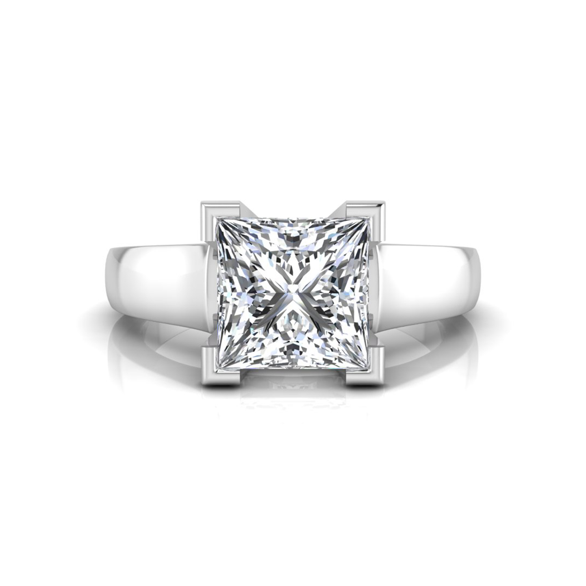 Princess Moissanite Classic Solitaire Engagement Ring