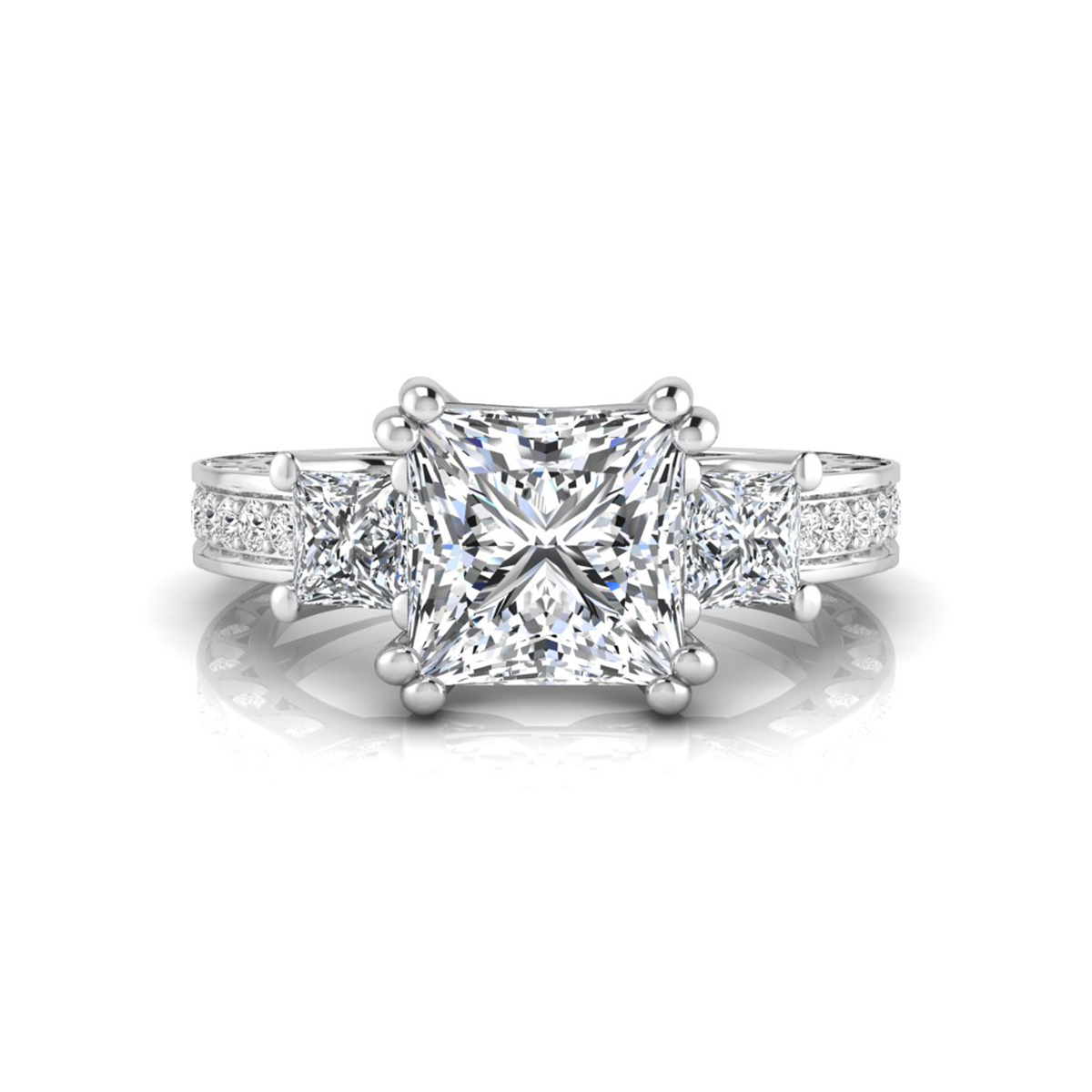 Princess CZ Three Stone Wedding Anniversary Ring