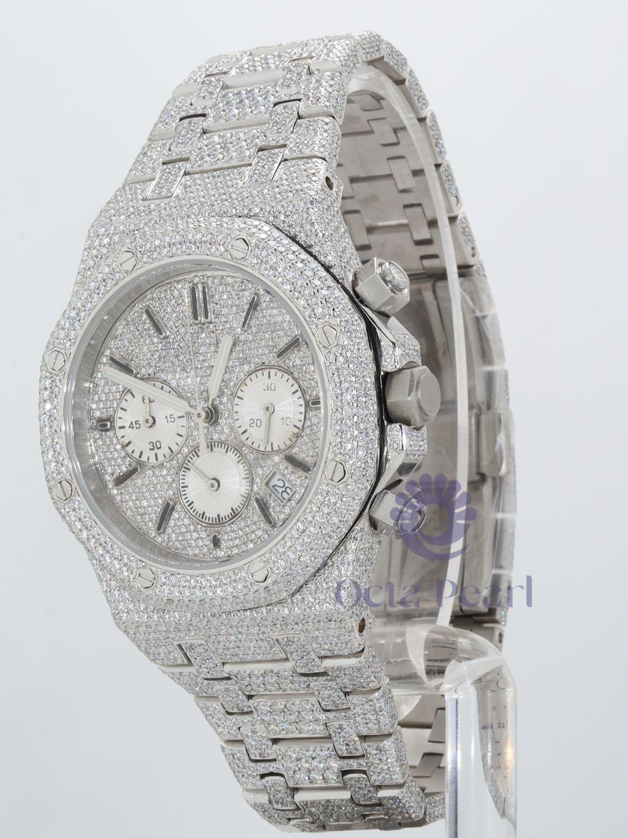Round Moissanite Iced Out Men's Mechanical Wrist Watch