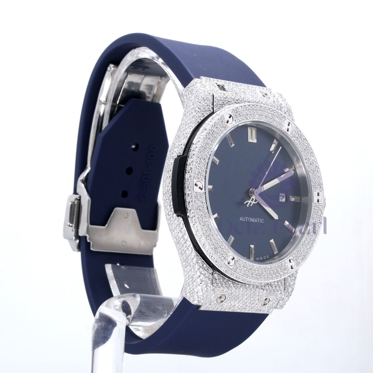 Round Moissanite Classic Fusion Blue Silicone Belt Watch