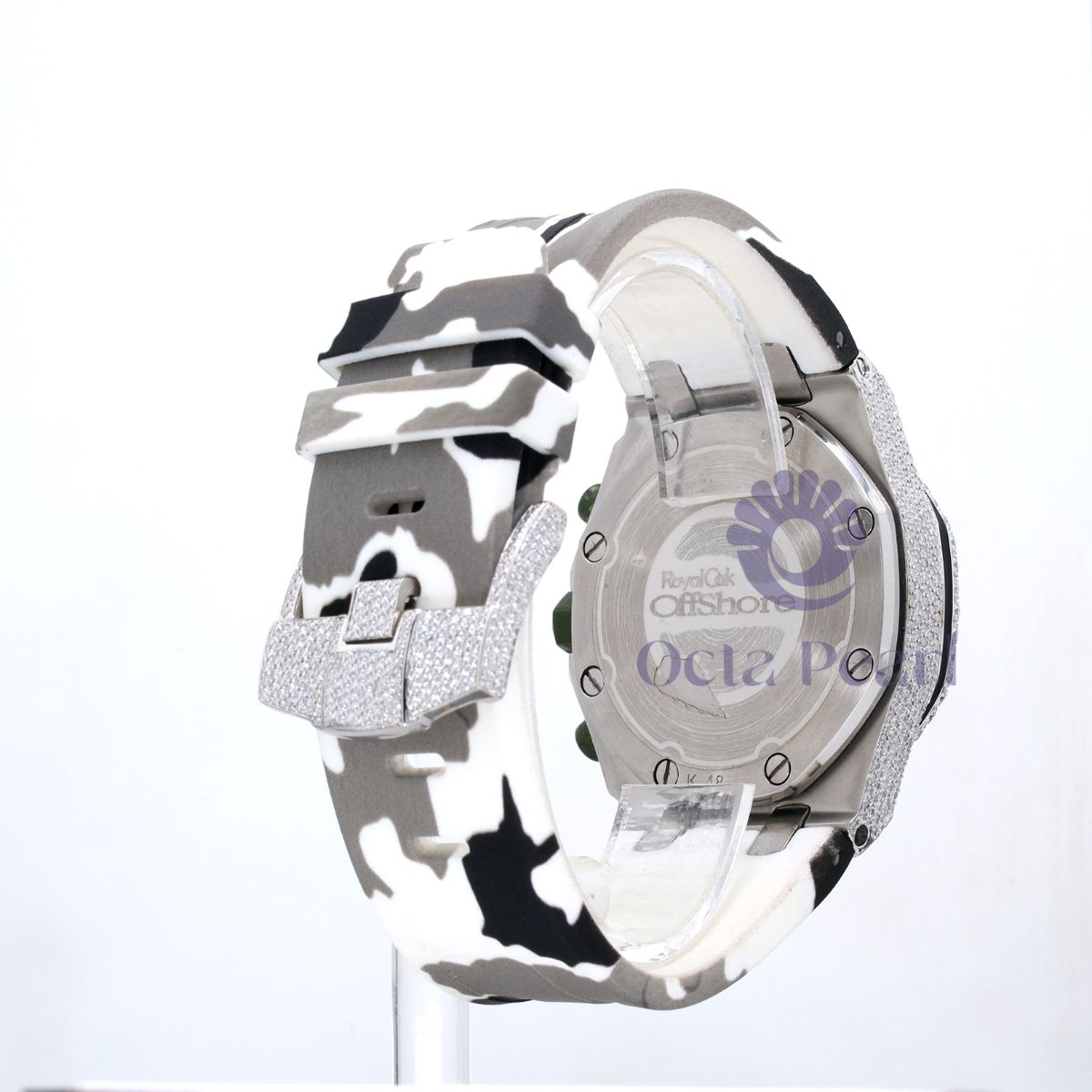 Round Moissanite Military Style Silicon Strap Wrist Watch